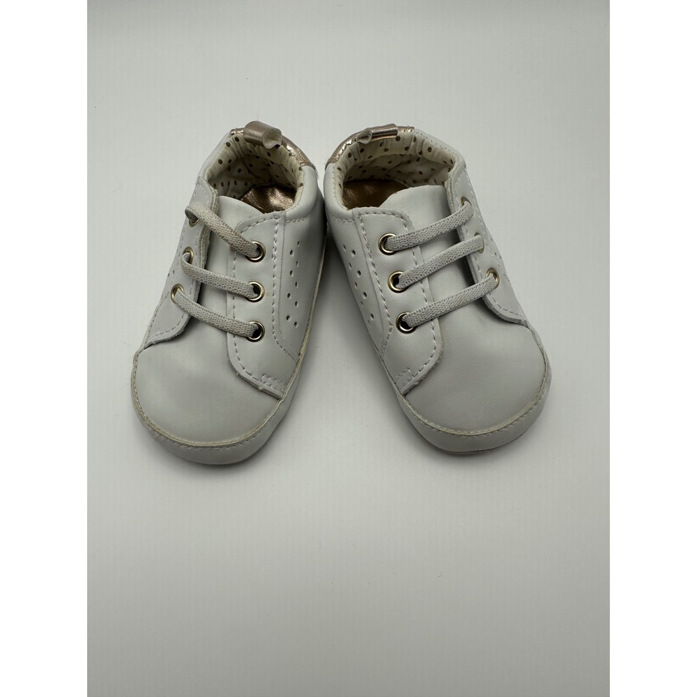 Carters Baby Girl White Rose Gold Soft Sole Sneakers Crib Shoes 9-12 Months